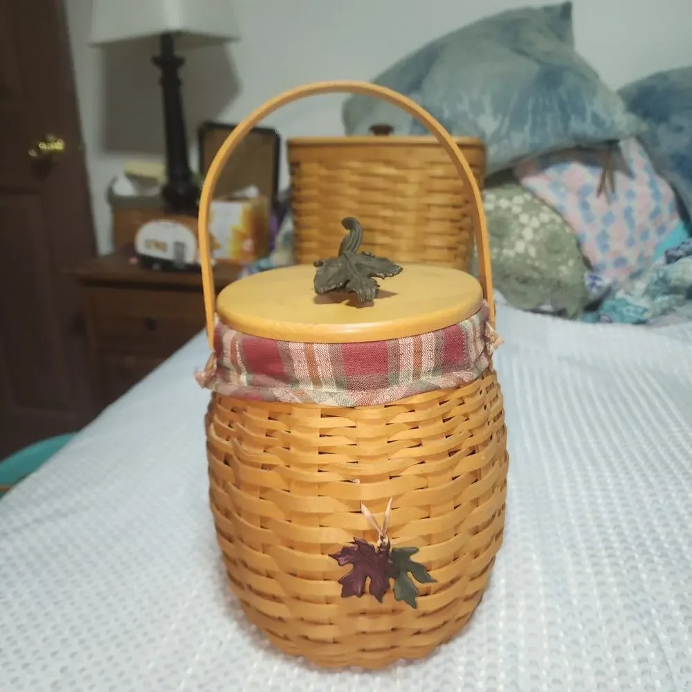 LONGABERGER EUC VINTAGE RETIRED EUC OCTOBER FIELDS BASKET LID LINER PROTECt  SET